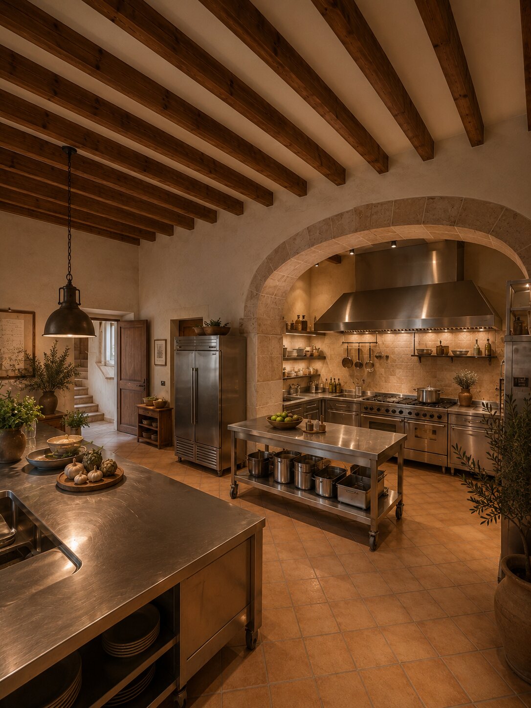 Cocina profesional, render del proyecto hotelero
