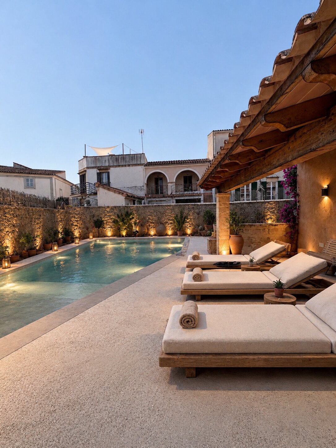 Piscina y solárium, render del proyecto hotelero